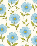 Light Blue Daisy Botanical Print Rug