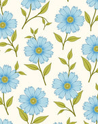 Light Blue Daisy Botanical Print Rug