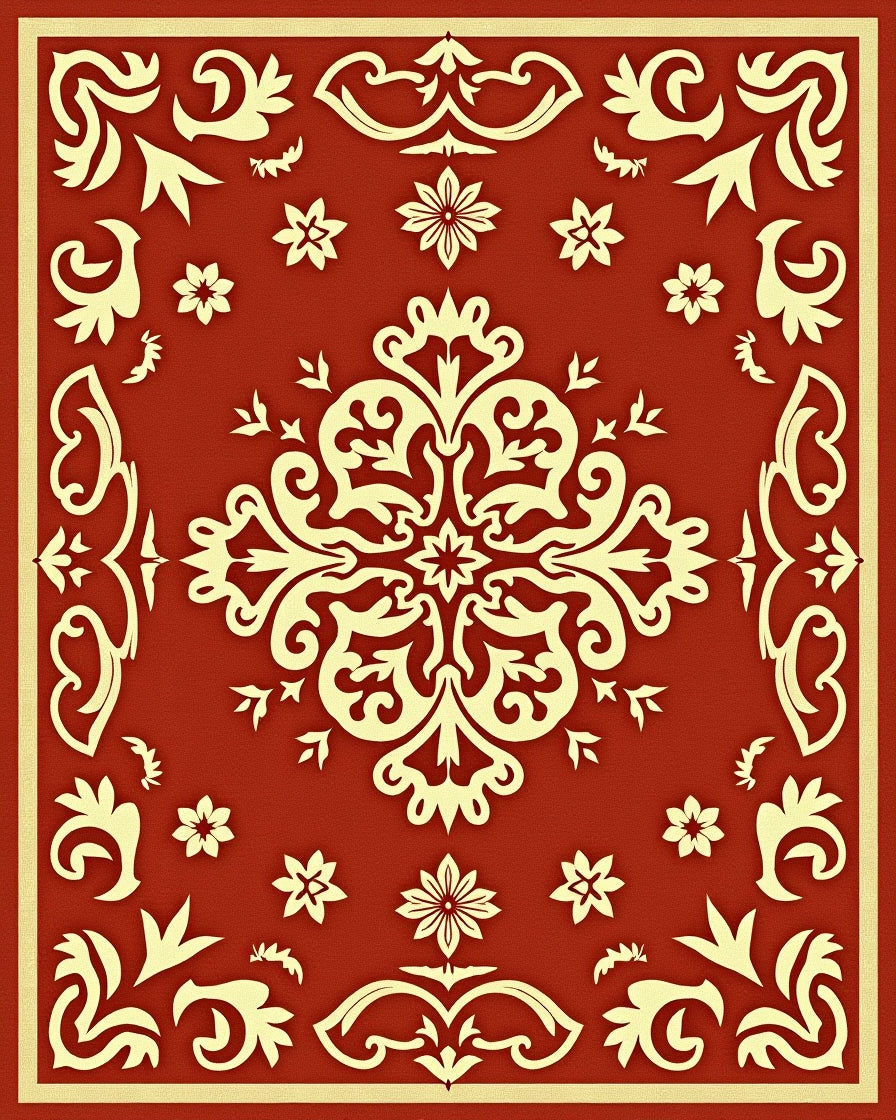 Elegant Floral Medallion Patterned Rug