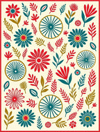 Folklore Floral Wheel Pattern Rug