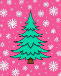 Pink Snowflake Christmas Tree Design Rug