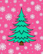 Pink Snowflake Christmas Tree Design Rug