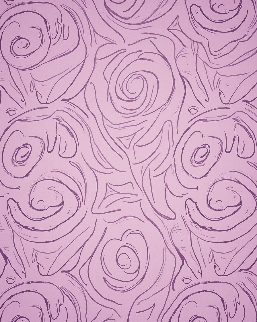 Light Pink Rose Sketch Pattern Rug