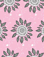 Circular Floral Pattern on Pink Rug