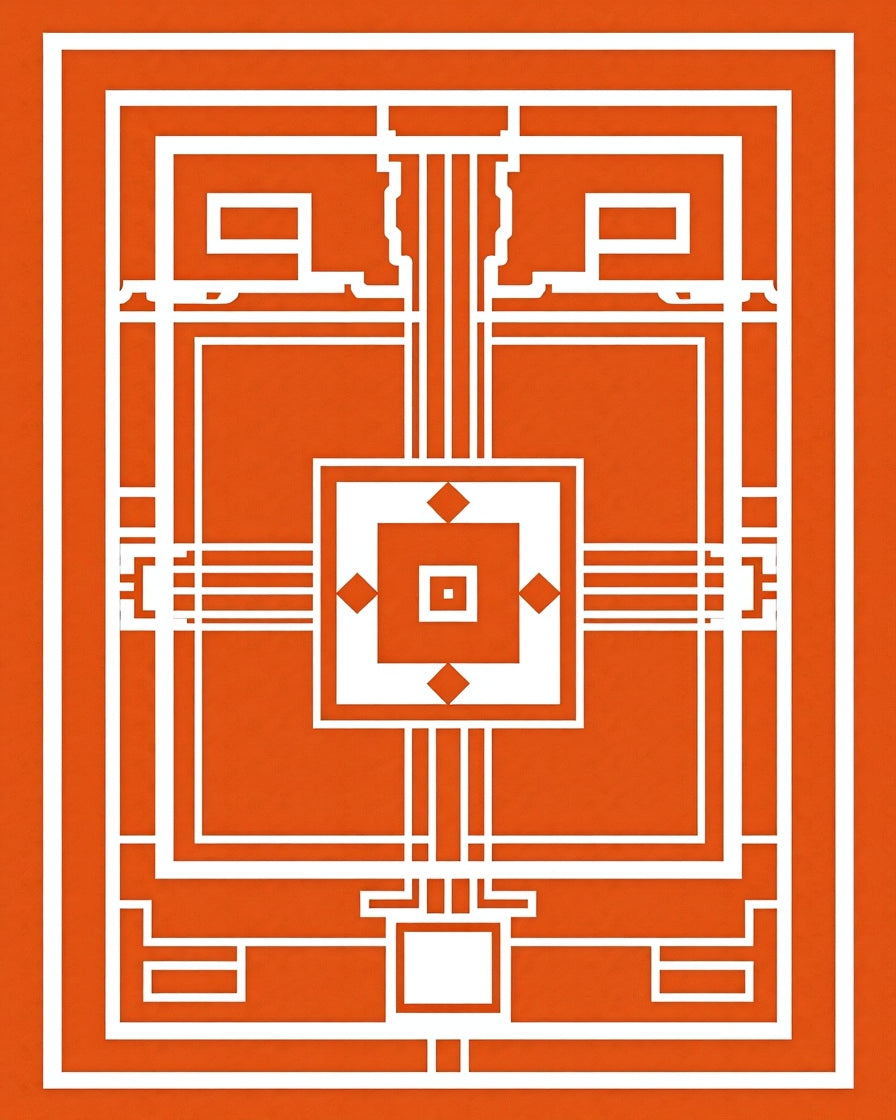 Orange 2 Tone Geometric Pattern Rug
