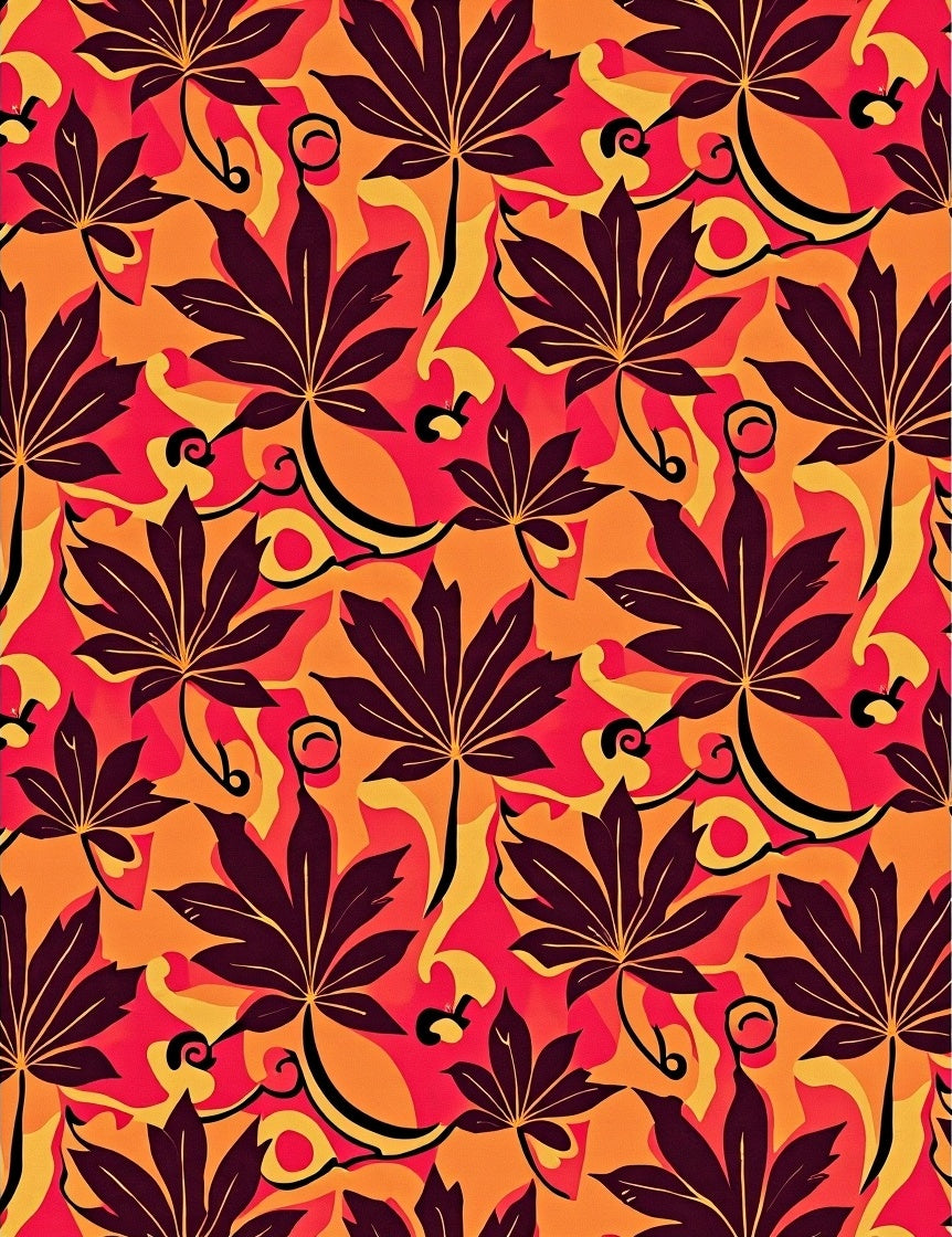 Vivid Leaf Inspired Abstract Pattern Rug