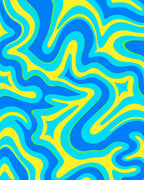 Groovy Blue Yellow Swirl Pattern Rug
