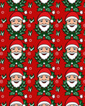 Festive Red Santa Laurel Wreath Carolers Rug