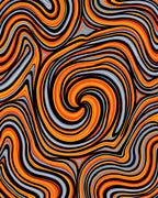 Orange Gray Swirl Abstract Design Rug