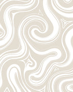 Neutral Swirling Ribbon Pattern Rug