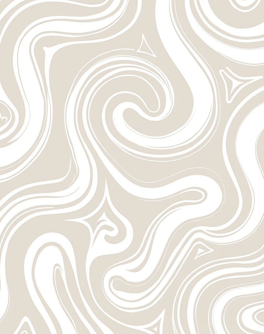 Neutral Swirling Ribbon Pattern Rug
