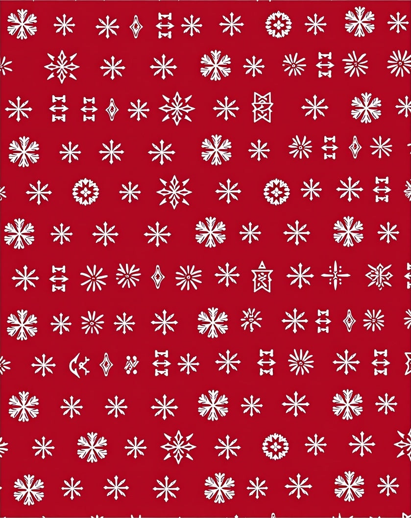 White Snowflakes Red Background Rug
