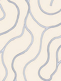 Subtle Wavy Beige Blue Pattern Rug