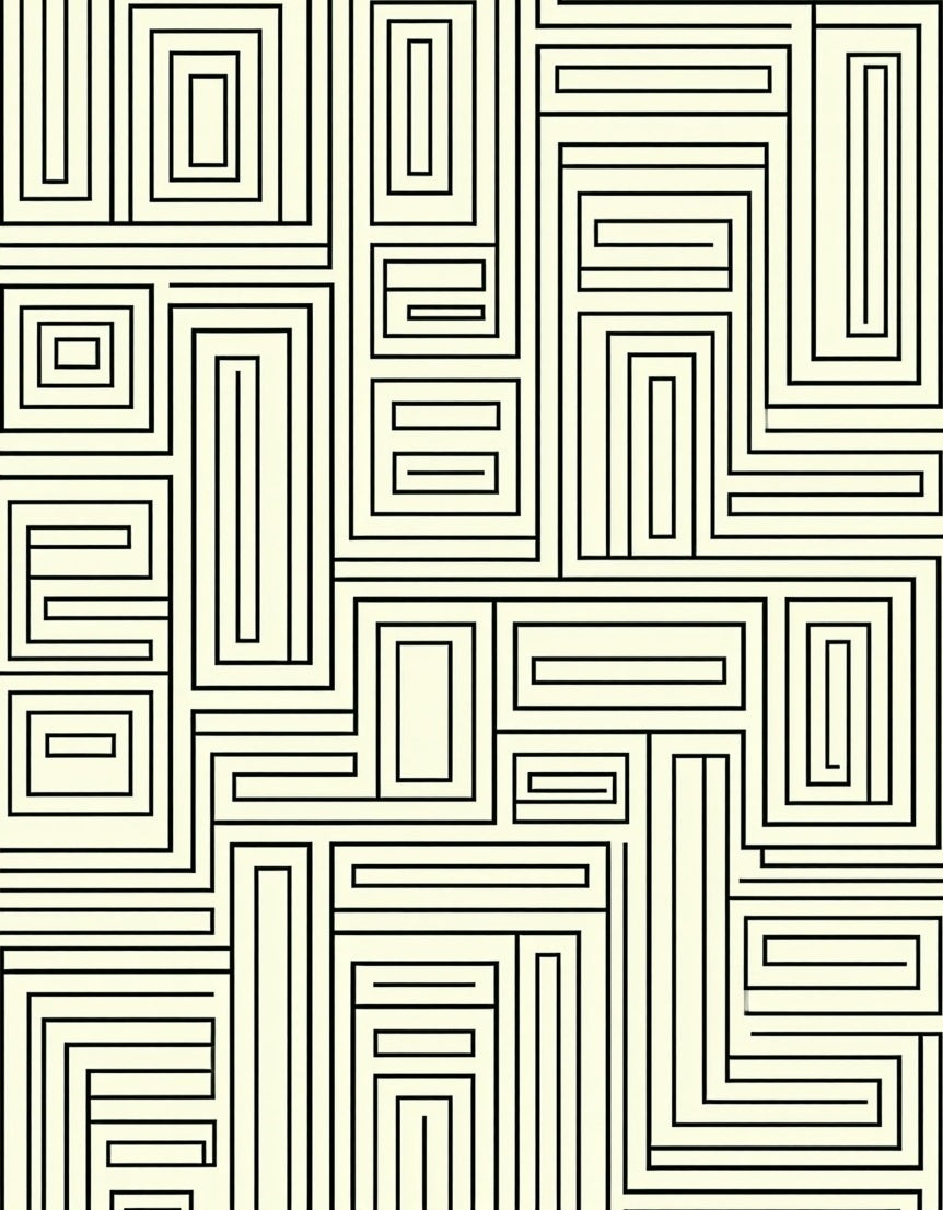 Geometric Maze Patterned Design Rug