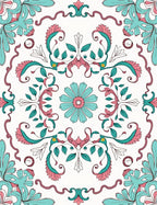 Retro Floral Swirl Design Rug