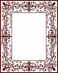 Intricate Dark Red Floral Scroll Frame Rug