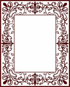 Intricate Dark Red Floral Scroll Frame Rug
