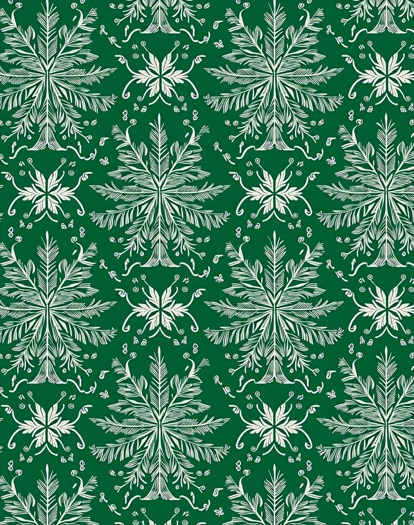 Intricate Fern Scroll Print Design Rug
