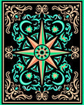 Starburst Mandala Floral Scroll Work Rug
