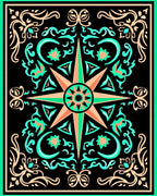 Starburst Mandala Floral Scroll Work Rug