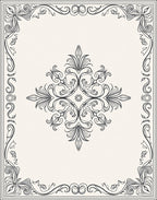 Elegant Black White Floral Scroll Rug
