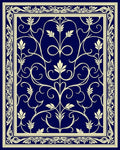 Ornate Blue Cream Floral Vine Rug