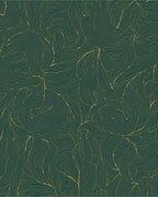 Emerald Gold Leaf Line Art Rug