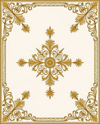 Ornate Gold Leaf Scrollwork Rug