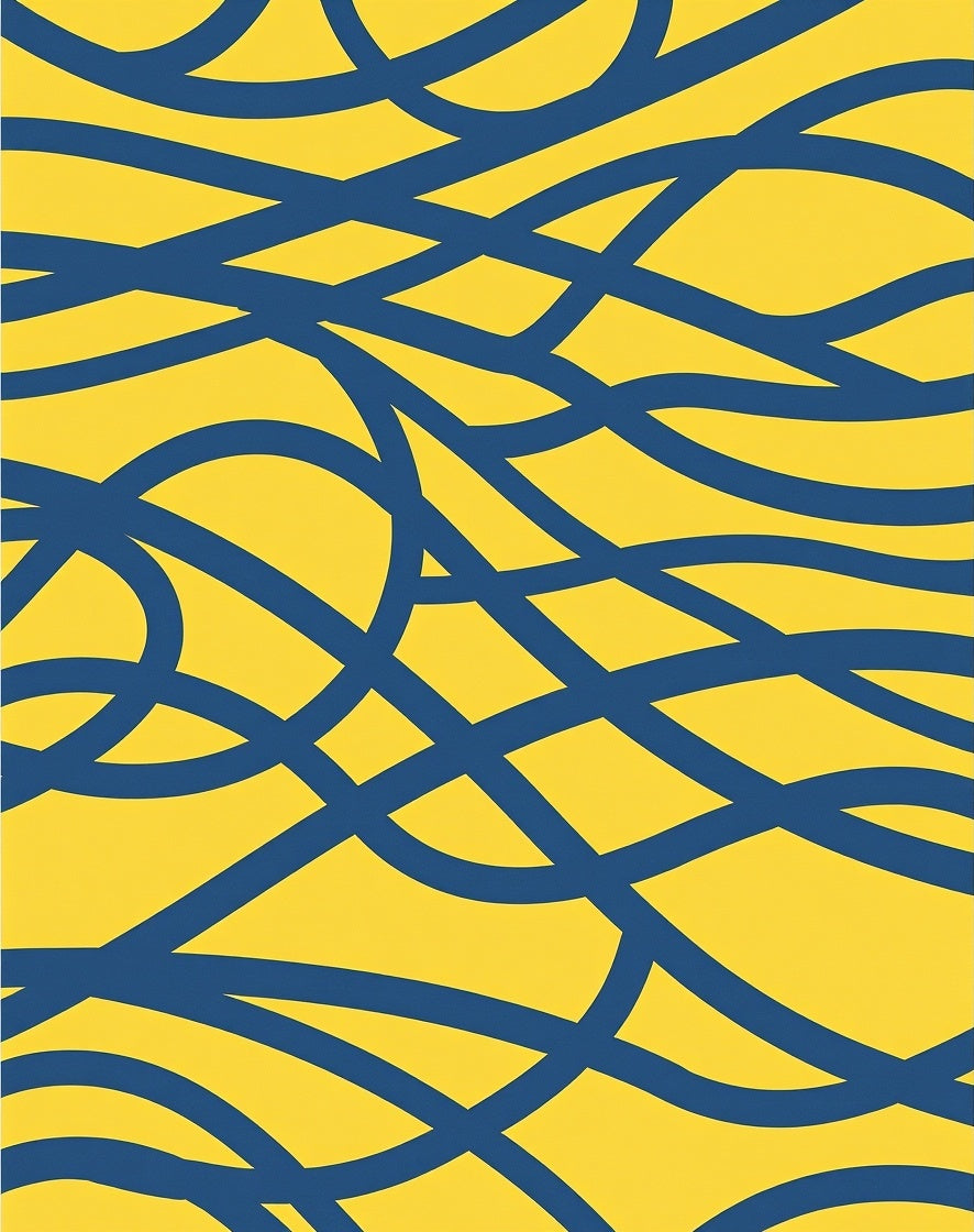 Intertwined Blue Yellow Abstract Pattern Rug