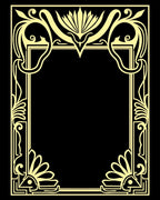 Art Nouveau Floral Scrollwork Frame Design Rug