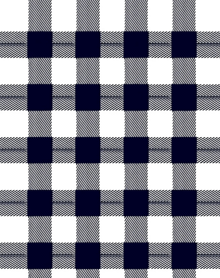 Classic Navy White Gingham Check Rug