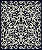 Elaborate Floral Symmetry Design Rug
