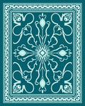Teal White Symmetry Ornament Rug