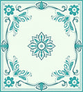 Teal Floral Arch Motif Design Rug