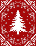 Red Christmas Tree Snowflake Pattern Rug