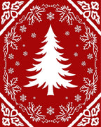 Red Christmas Tree Snowflake Pattern Rug