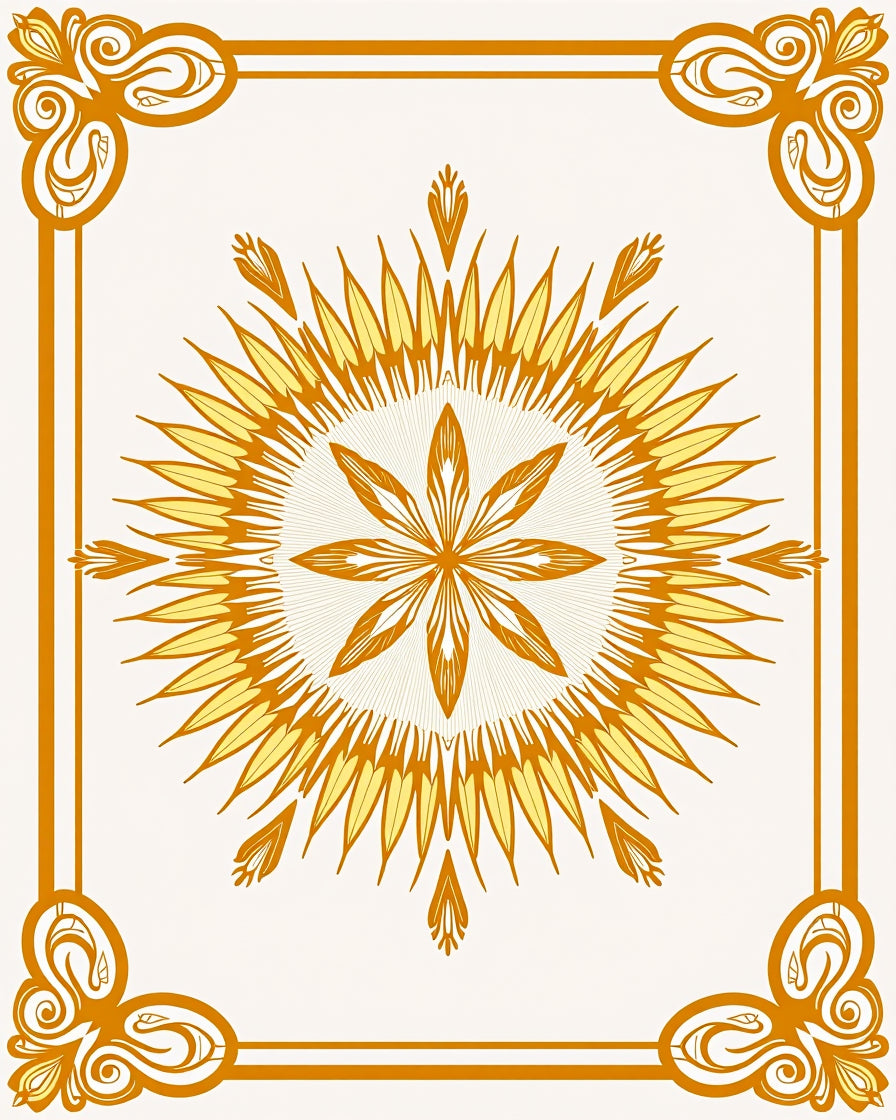 Golden Sunburst Art Deco Rug