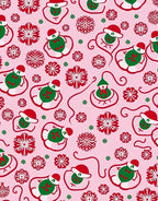 Festive Pink Snowflakes and Gnomes Rug