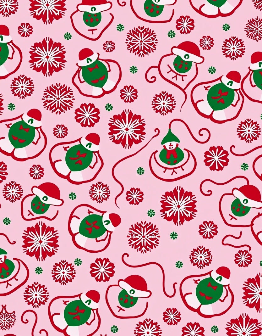 Festive Pink Snowflakes and Gnomes Rug