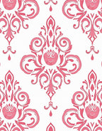 Pink Watercolor Damask Pattern Rug