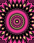 Radiant Pink Black Yellow Mandala Design Rug