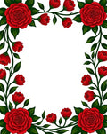 Red Rose Blooming Botanical Design Rug