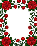 Red Rose Blooming Botanical Design Rug
