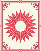 Red Sunburst Decorative Pattern Rug