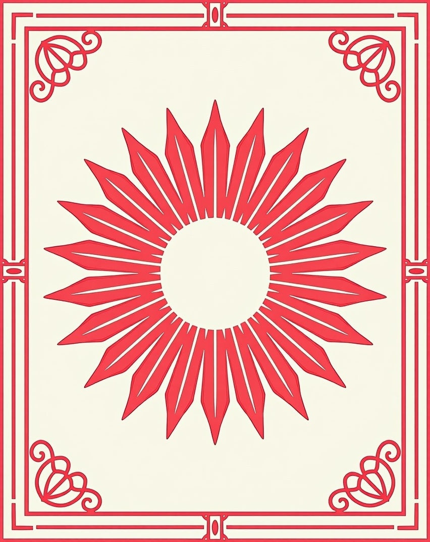Red Sunburst Decorative Pattern Rug