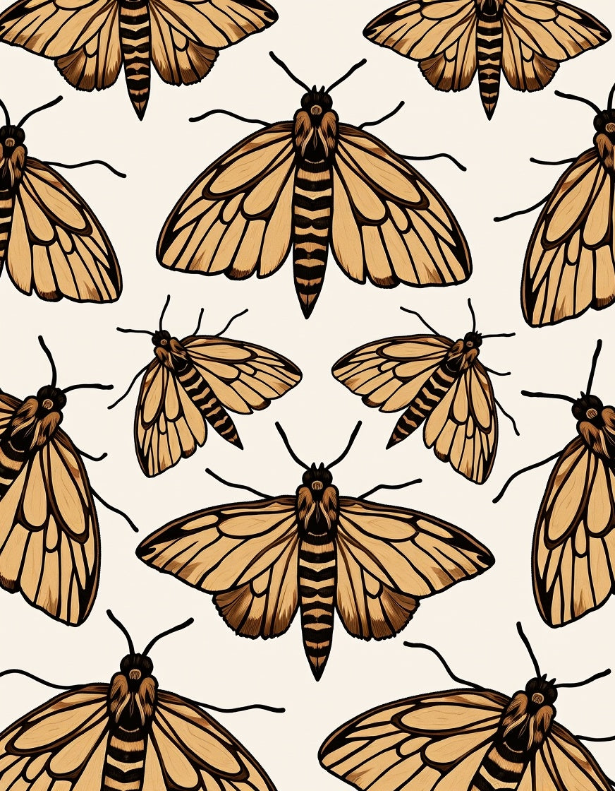 Brown Moth Pattern Woodland Design Rug