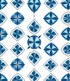Geometric Blue Diamond Mosaic Pattern Rug