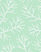 White Branch Pattern On Light Green Rug