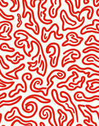 Red Organic Abstract Swirls Rug