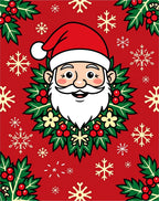 Festive Santa Claus Holly Pattern Rug